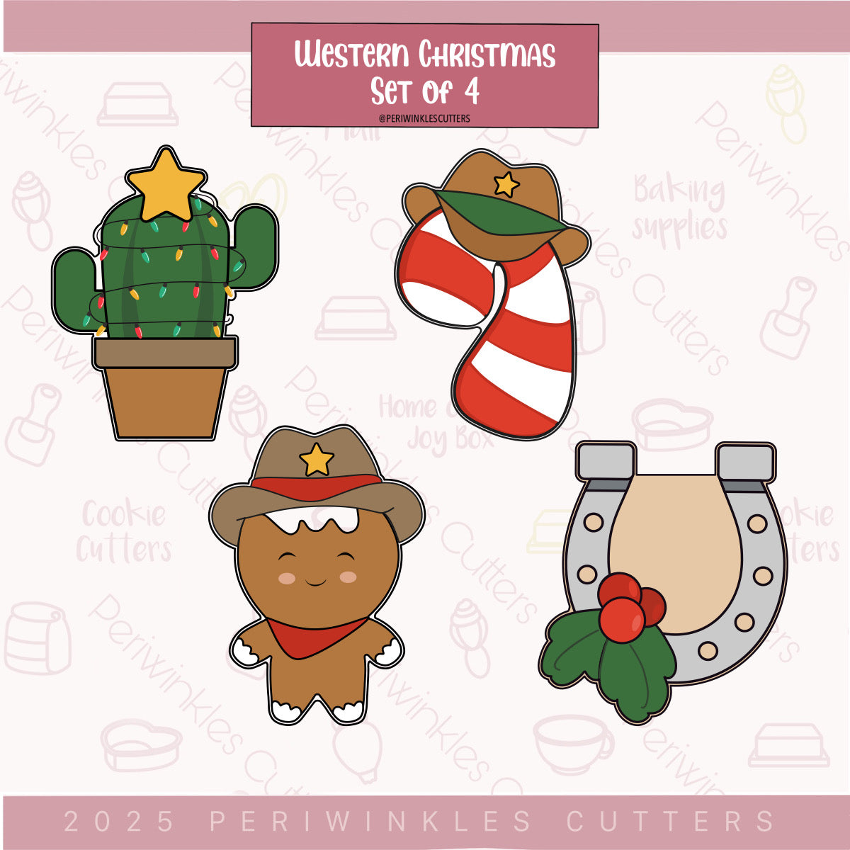 Western Christmas Set of 4 Cookie Cutter