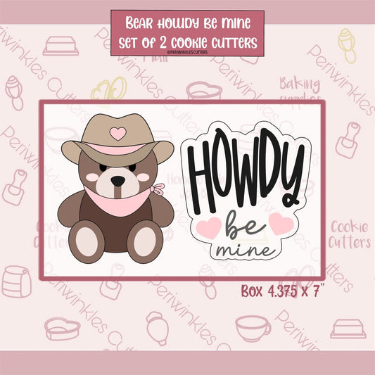 Bear Howdy be Mine Set of 2 Cookie Cutter - Periwinkles Cutters Cookie Cutter