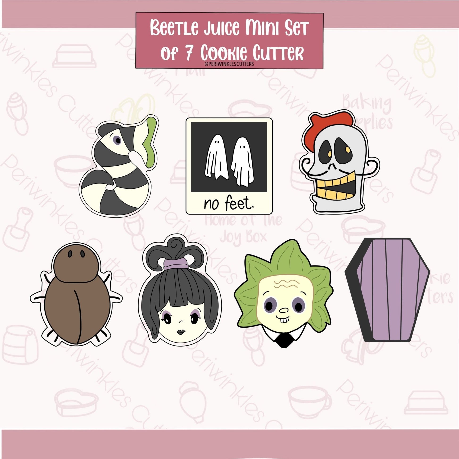 Beetle Juice Mini Set of 7 Cookie Cutter - Periwinkles Cutters Cookie Cutter