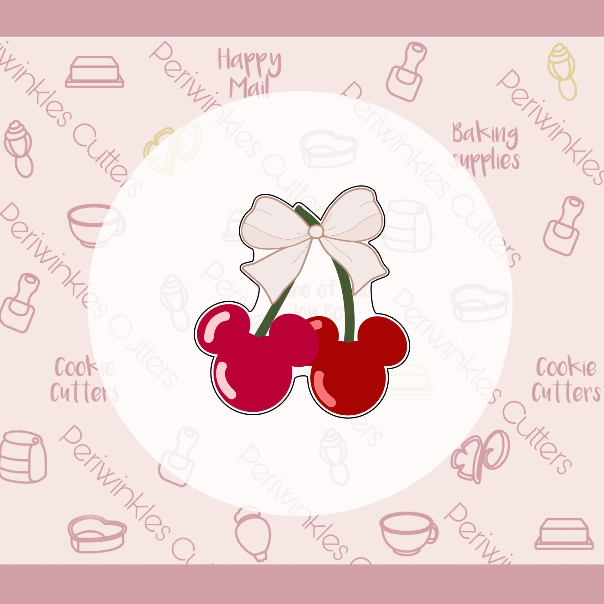 Cherry Mouse Ears Cookie Cutter - Periwinkles Cutters Cookie Cutter