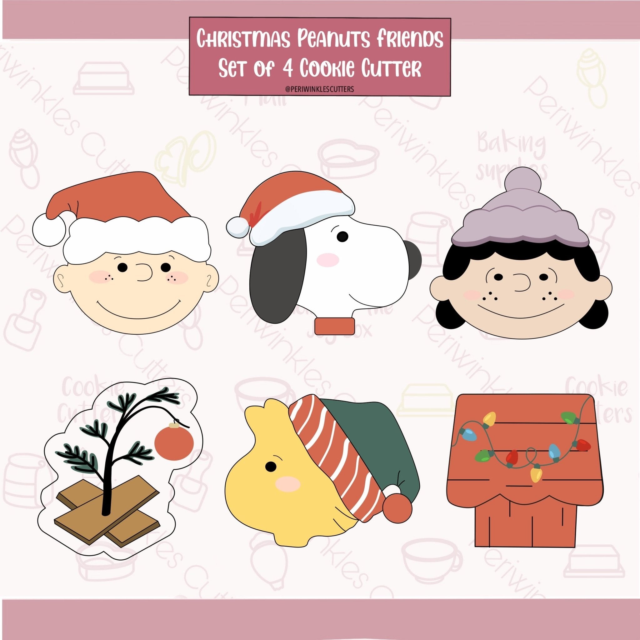 Peanuts Cutter Christmas Peanuts Friends Set of 6 Cookie Cutter - Periwinkles Cutters
