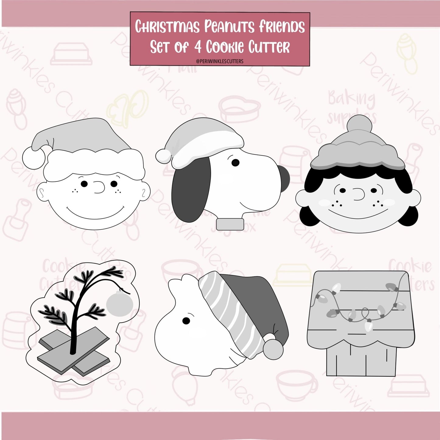 Christmas Peanuts Friends Set of 6 Cookie Cutter - Periwinkles Cutters Cookie Cutter