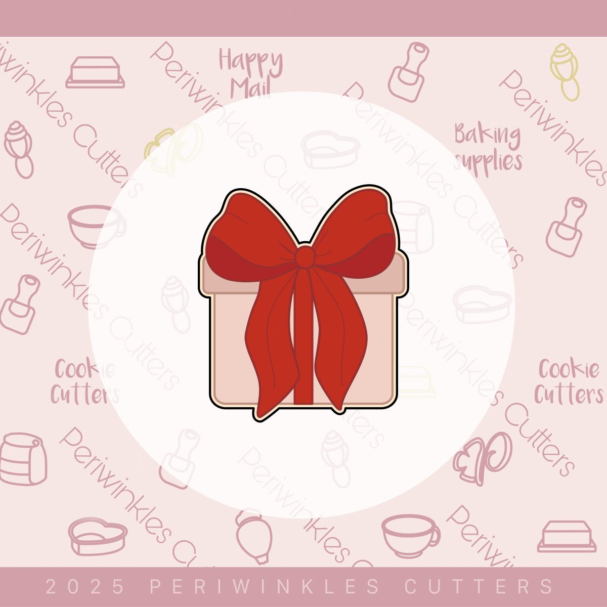 Coquette Gift Box Cookie Cutter - Periwinkles Cutters Cookie Cutter