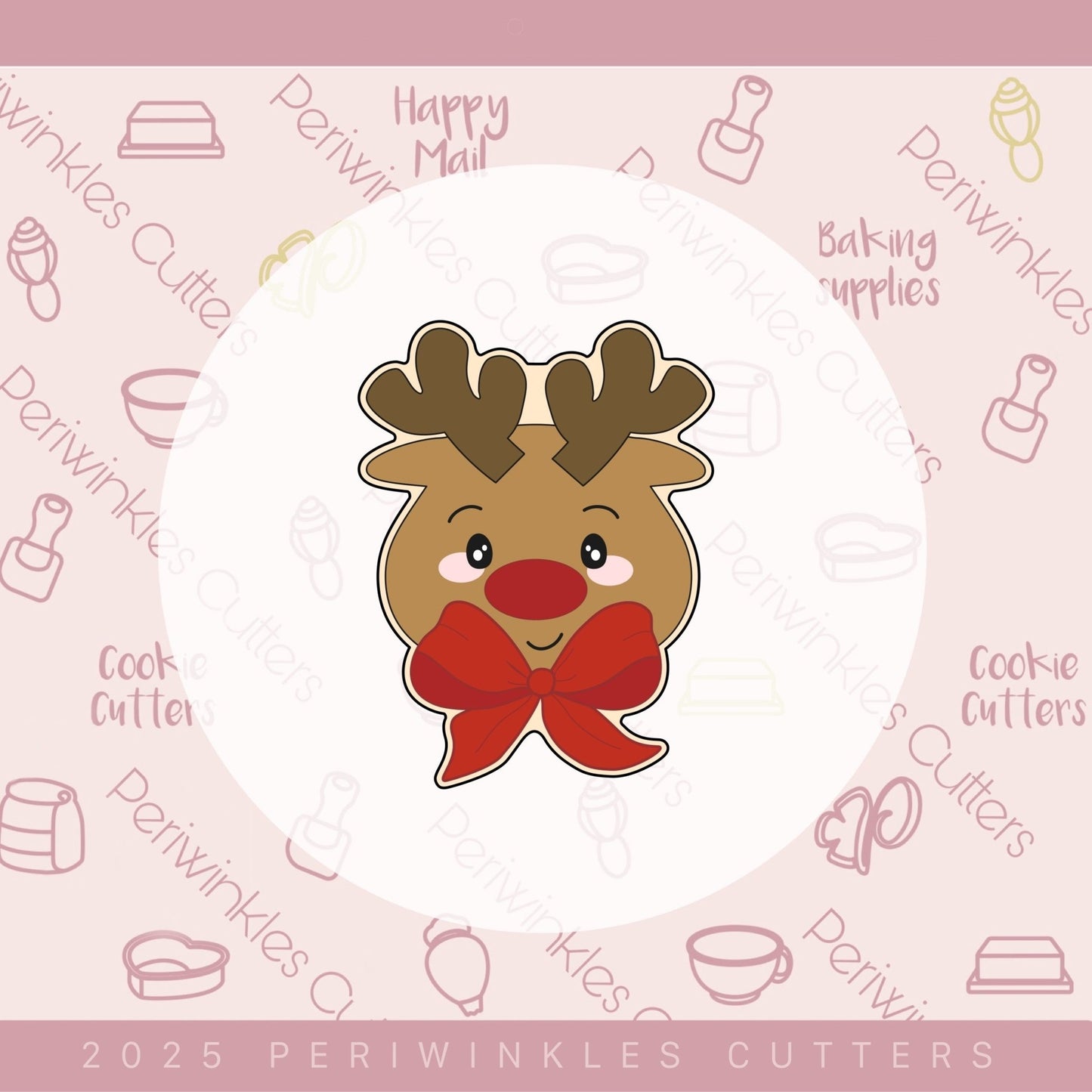Coquette Reindeer Cookie Cutter - Periwinkles Cutters Cookie Cutter