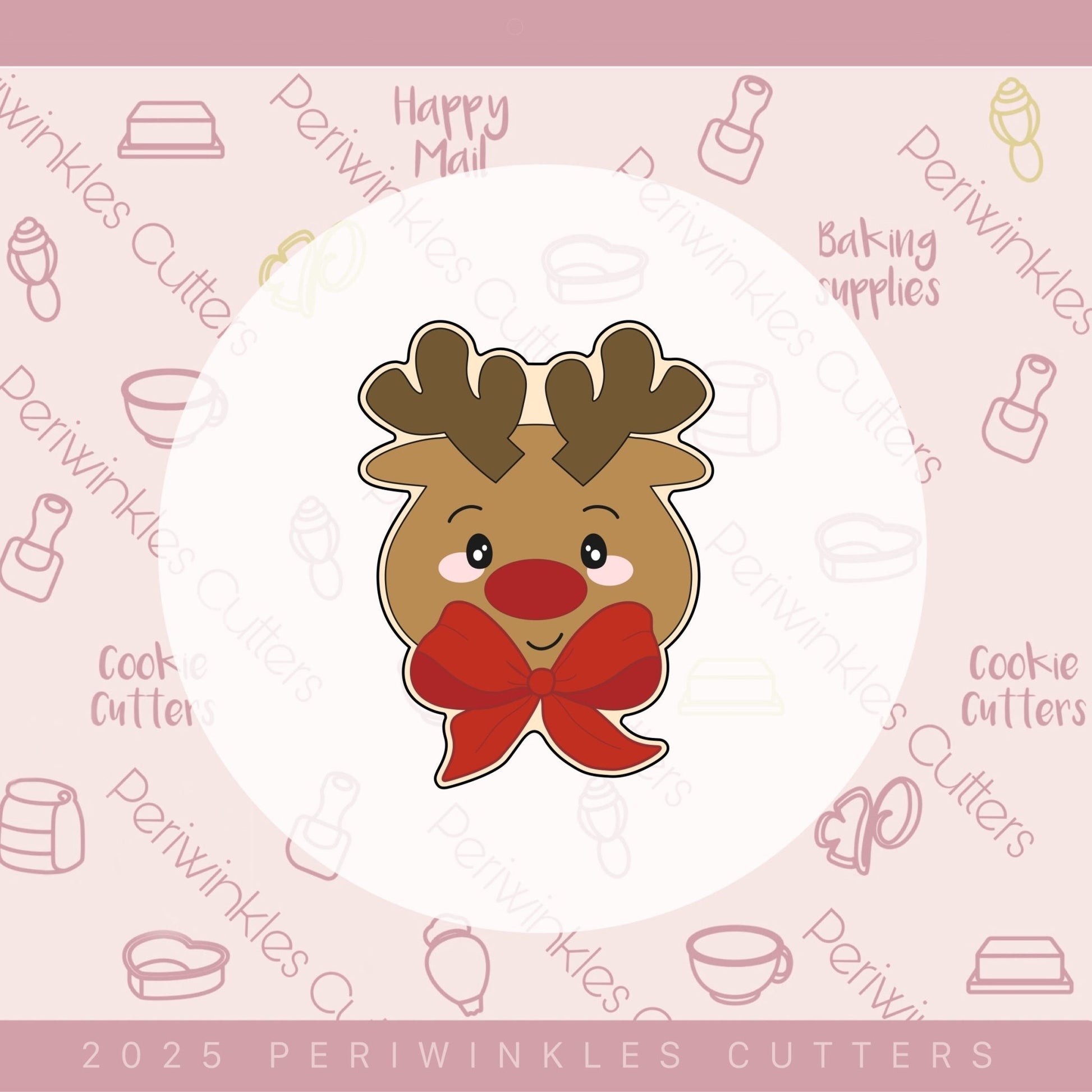 Coquette Reindeer Cookie Cutter - Periwinkles Cutters Cookie Cutter