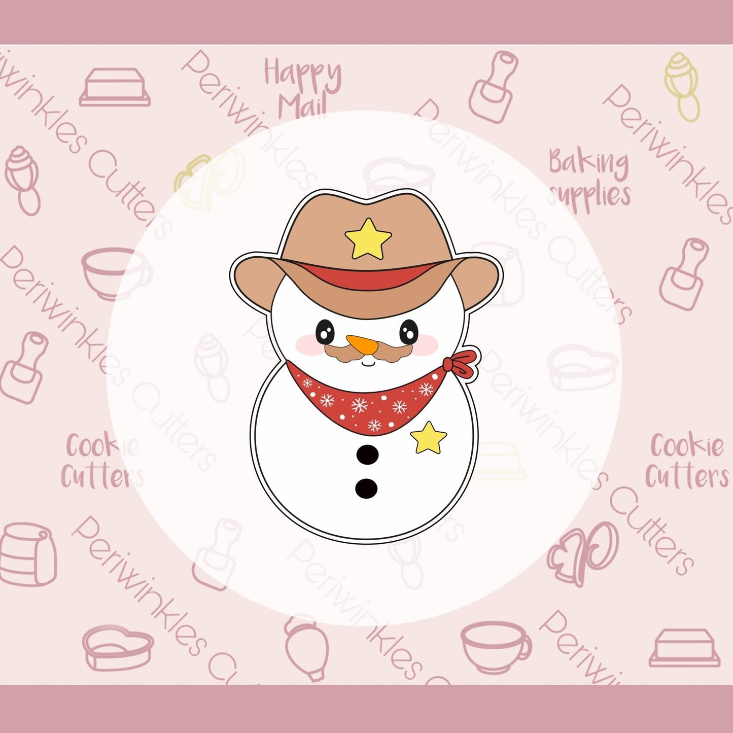 Cowboy Snowman Cookie Cutter - Periwinkles Cutters Cookie Cutter