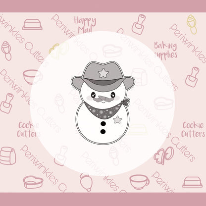 Cowboy Snowman Cookie Cutter - Periwinkles Cutters Cookie Cutter