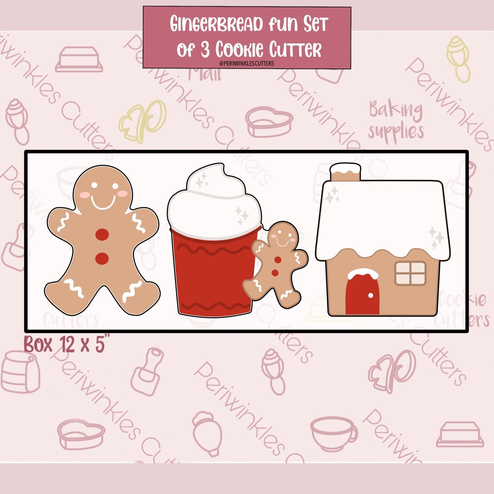 Gingerbread Fun Set of 3 Cookie Cutter - Periwinkles Cutters