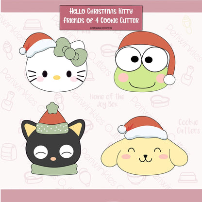 Hello Christmas Kitty Friends Set of 4 Cookie Cutter - Periwinkles Cutters Cookie Cutter