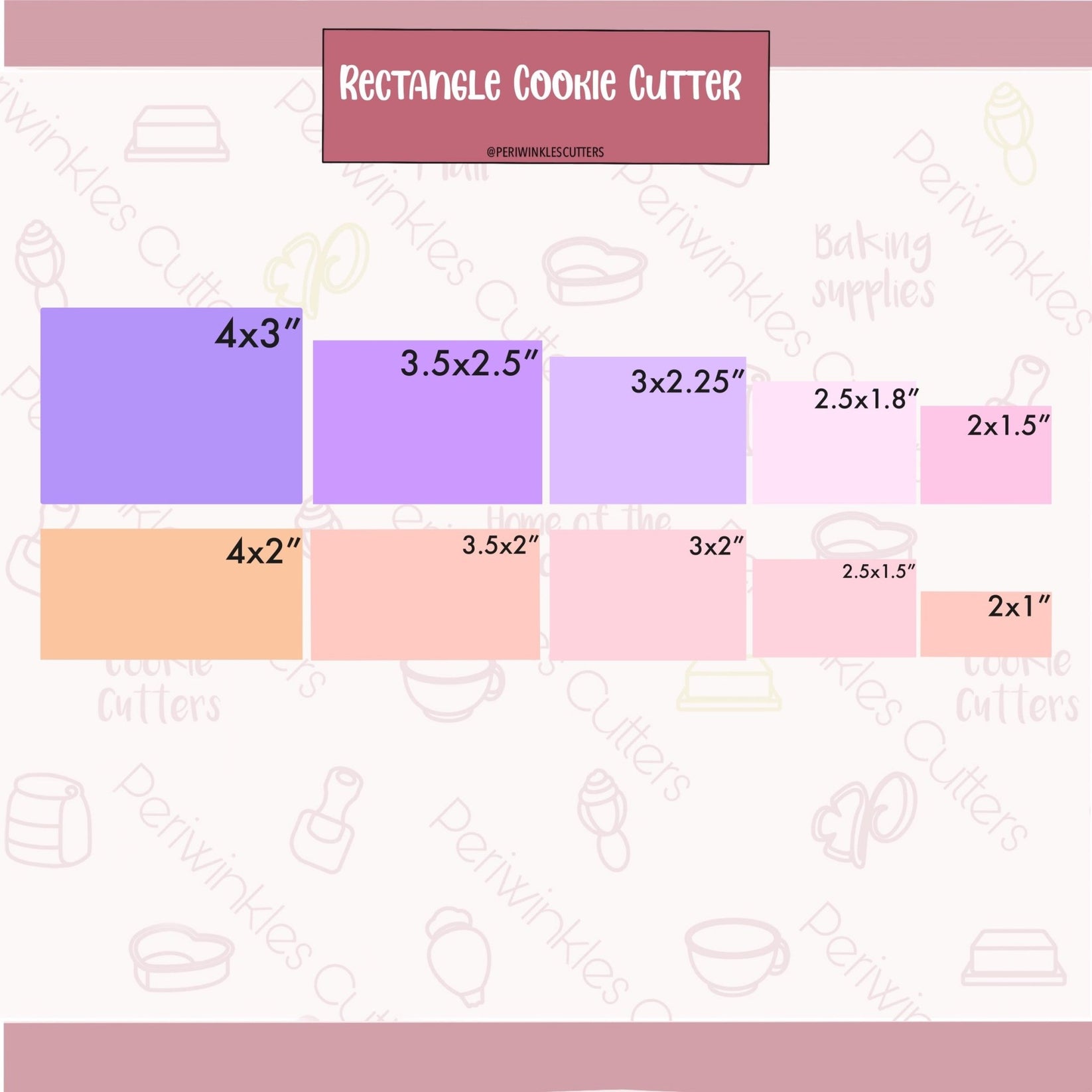 Rectangle Cookie Cutter - Periwinkles Cutters