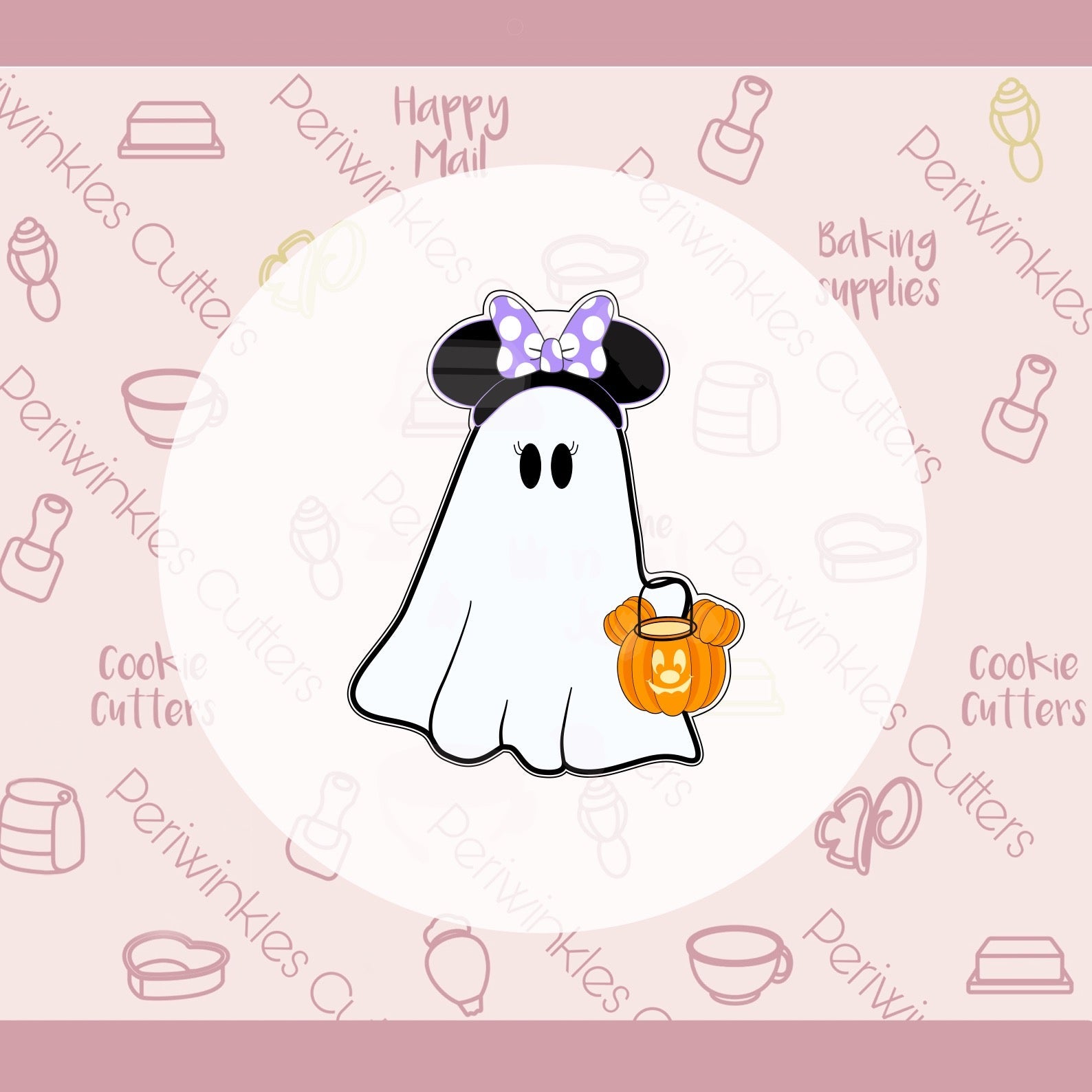 Spooky Girly Mouse Ghost Cookie Cutter - Periwinkles Cutters Cookie Cutter