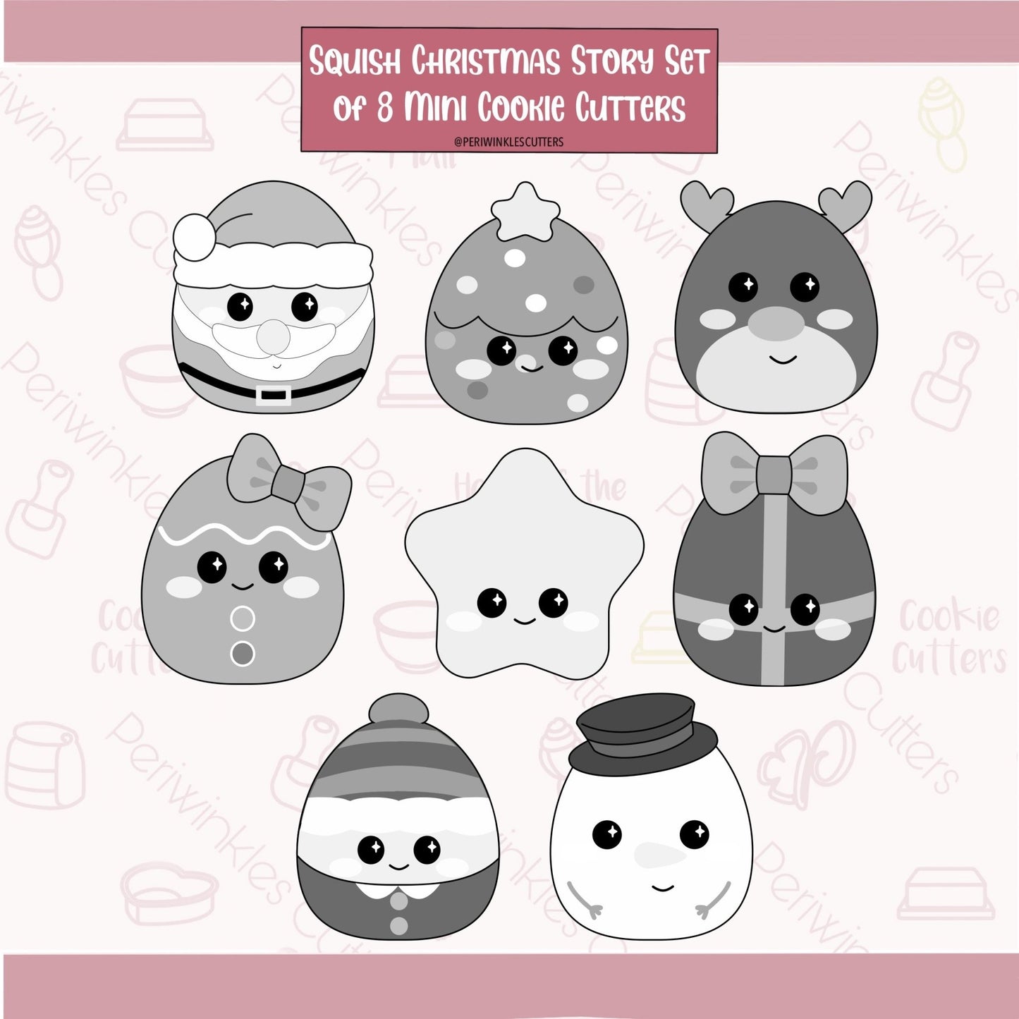 Squish Christmas Story Mini Set of 8 Cookie Cutter - Periwinkles Cutters Cookie Cutter