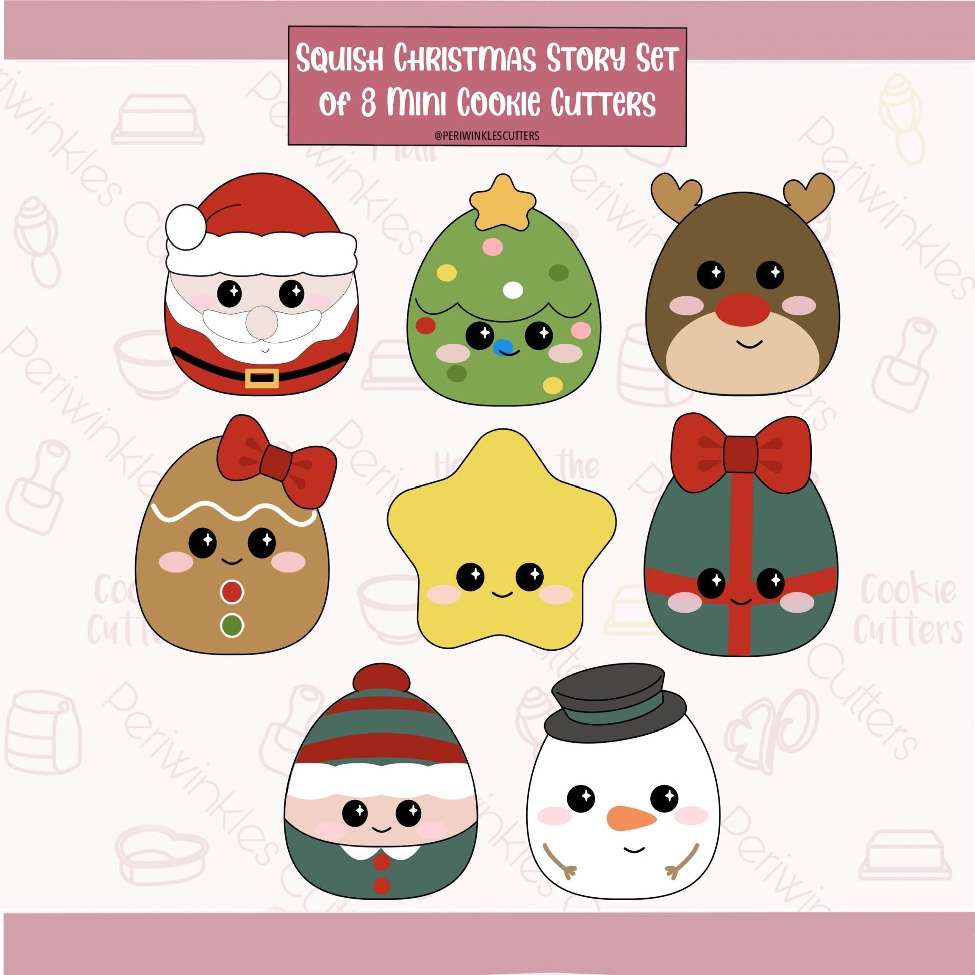 Squish Christmas Story Mini Set of 8 Cookie Cutter - Periwinkles Cutters Cookie Cutter