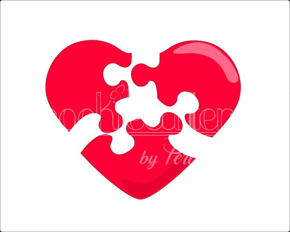 3 Piece Heart Puzzle Cookie Cutter - Periwinkles Cutters