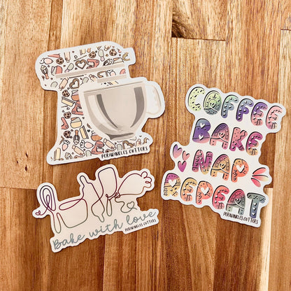 Baking Love Pack of 3 Stickers - Periwinkles Cutters