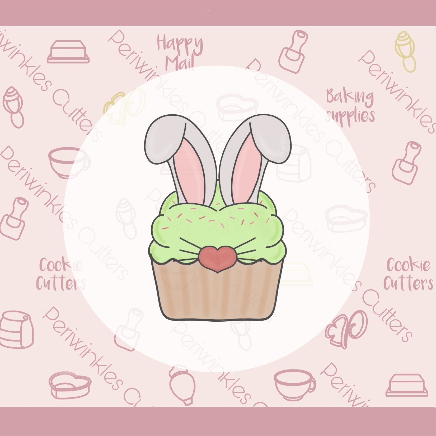 Bunny Ears Cupcake Cookie Cutter - Periwinkles Cutters