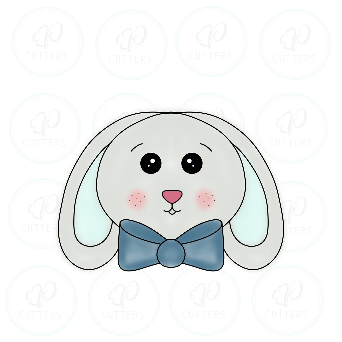 Bunny Face with Bow Tie Cookie Cutter - Periwinkles Cutters