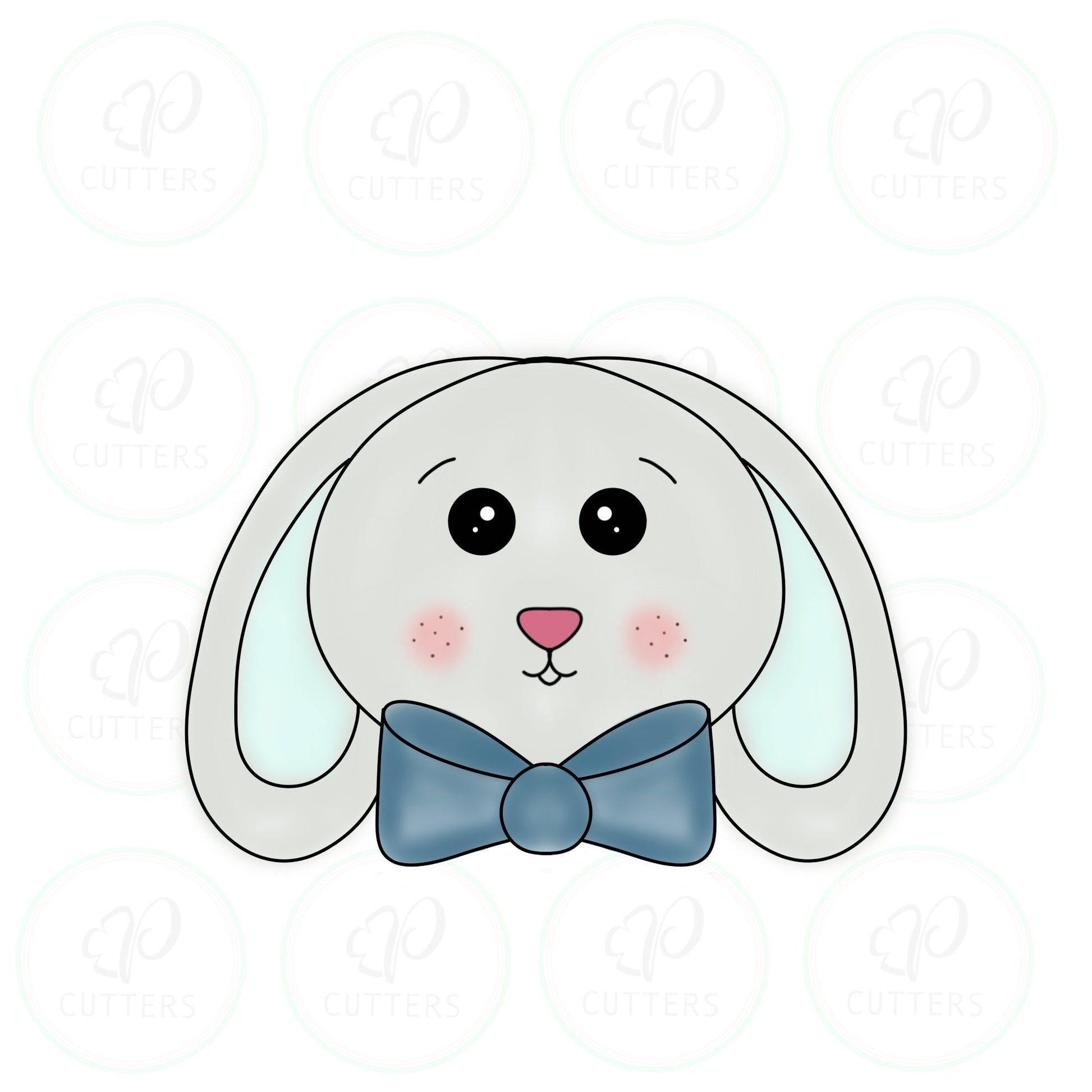 Bunny Face with Bow Tie Cookie Cutter - Periwinkles Cutters