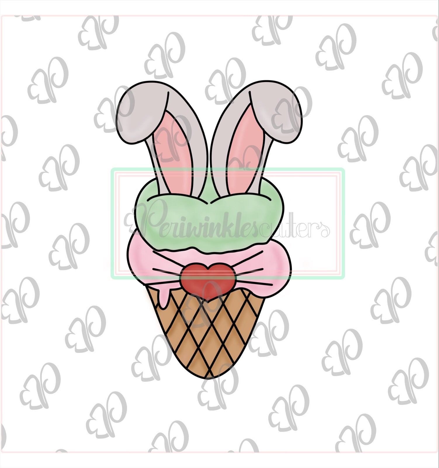 Bunny Ice Cream Cone Cookie Cutter - Periwinkles Cutters
