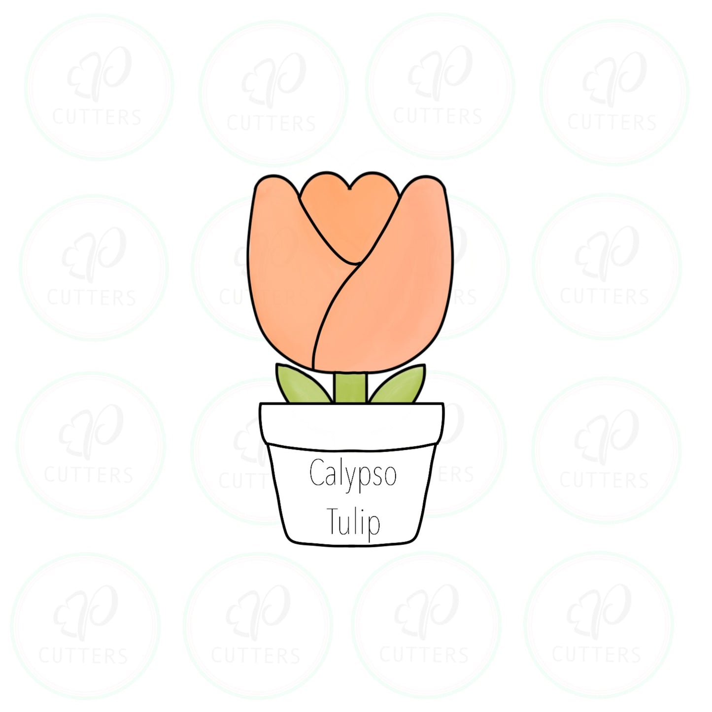 Calypso Tulip Flower in a Pot Cookie Cutter - Periwinkles Cutters