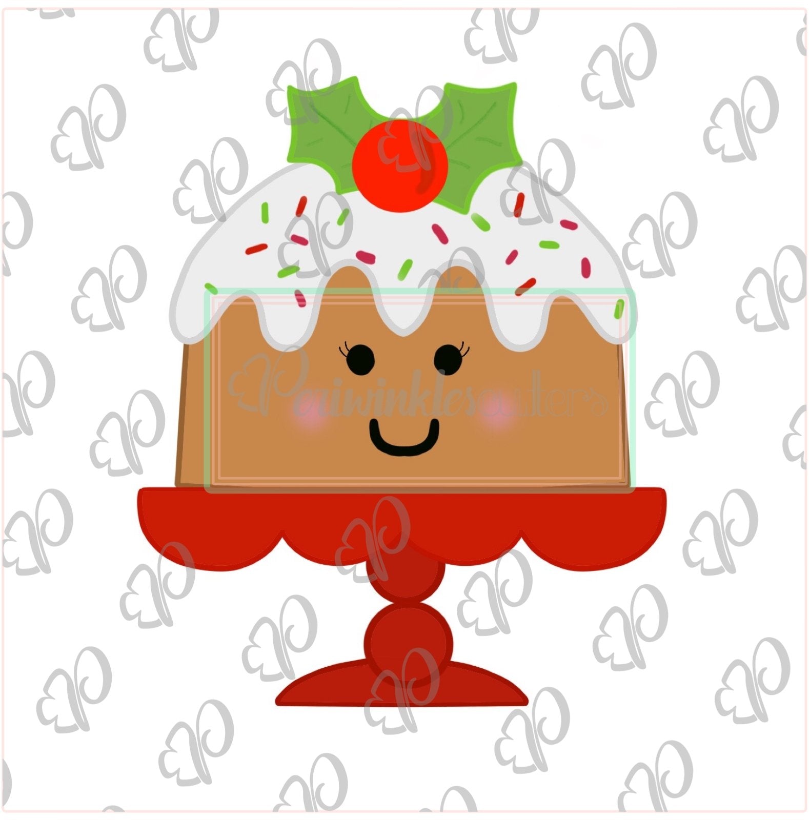 Christmas Bundt Cake on a Stand Cookie Cutter - Periwinkles Cutters