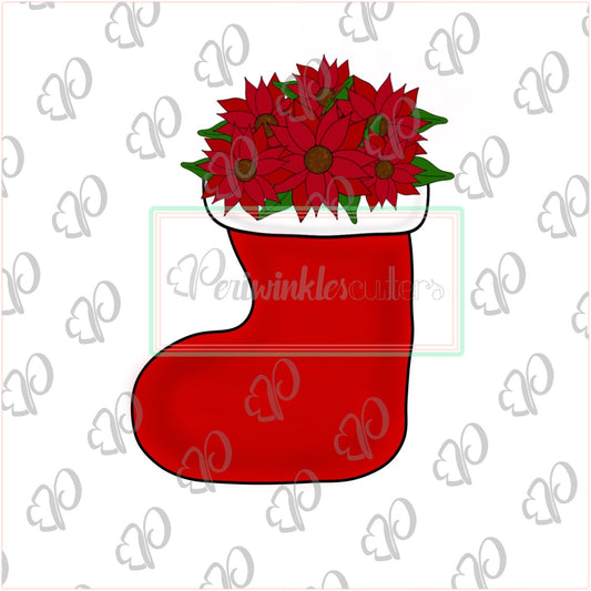 Christmas Floral Stocking Cookie Cutter - Periwinkles Cutters