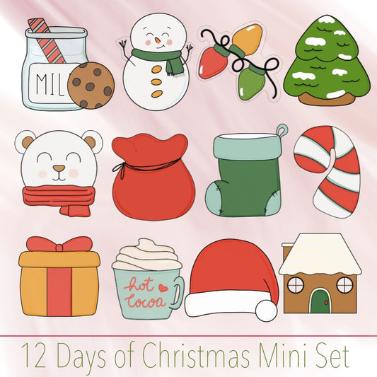 Classic Christmas 12 Mini Advent Calendar Cookie Cutter Set - Periwinkles Cutters