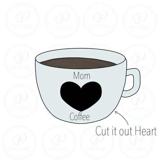 Coffee Cup with Cut Out Heart Cookie Cutter - Periwinkles Cutters