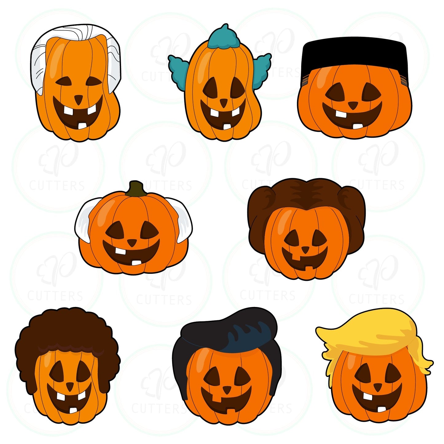 Cool Yellow Hair Pumpkin Cookie Cutter - Periwinkles Cutters