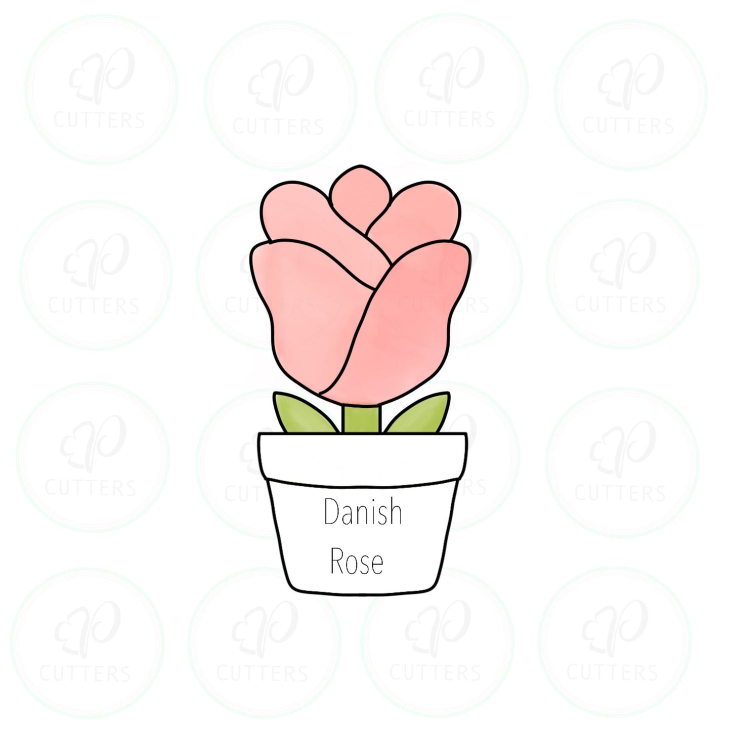 Danish Rose Flower in a Pot Cookie Cutter - Periwinkles Cutters