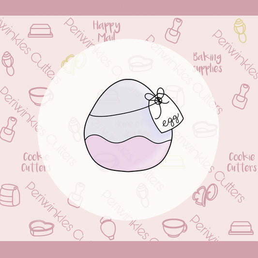 Egg with Tag Cookie Cutter - Periwinkles Cutters