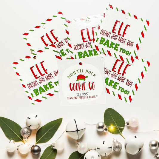Elf Bake Too! Cookie Tag - Periwinkles Cutters Sticker