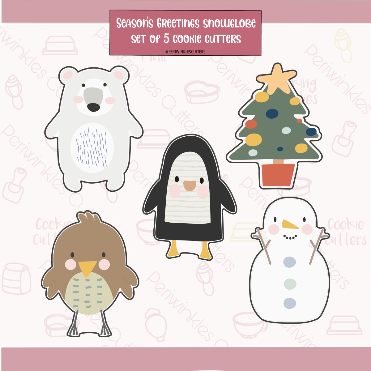 Elf Snow Globe Friend Set of 5 Cookie Cutter - Periwinkles Cutters Cookie Cutter