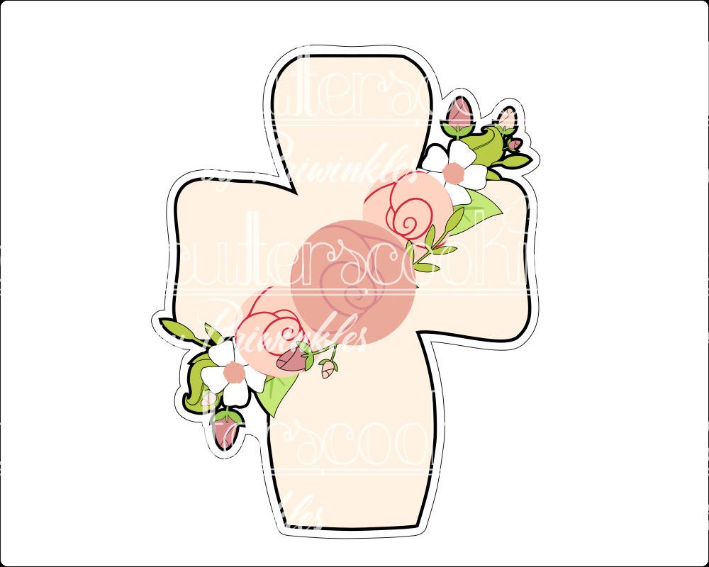 Floral Cross Cookie Cutter - Periwinkles Cutters