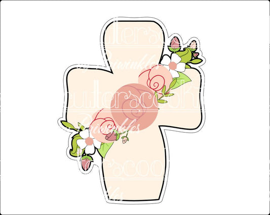 Floral Cross Cookie Cutter - Periwinkles Cutters