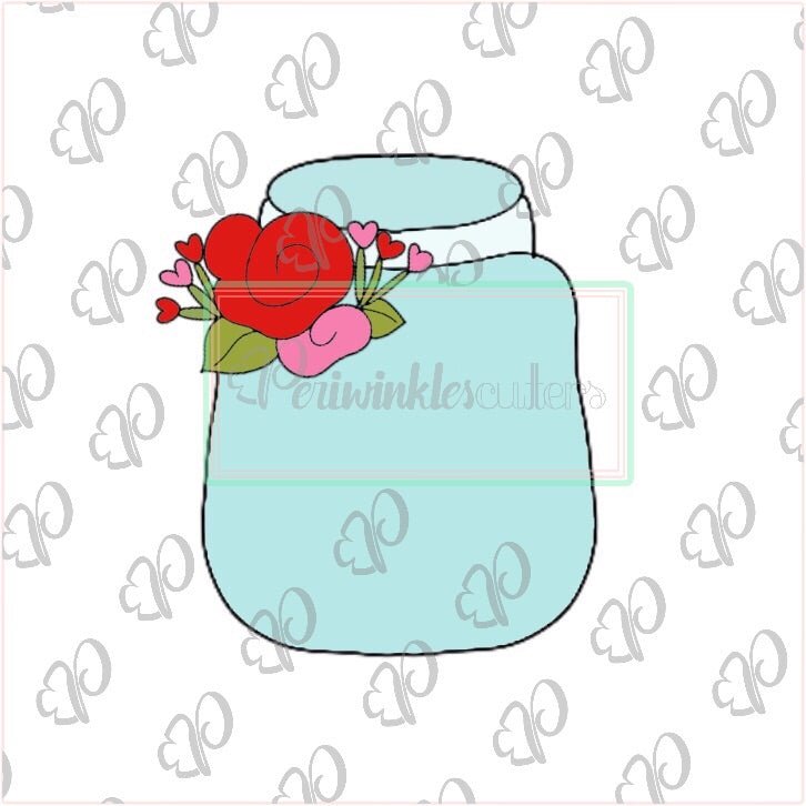 Floral Mason Jar Cookie Cutter - Periwinkles Cutters