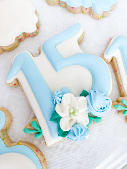Floral Number 15 Cookie Cutter - Periwinkles Cutters