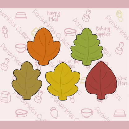 Frosted Fall Leaves Mini Set of 5 Cookie Cutter - Periwinkles Cutters