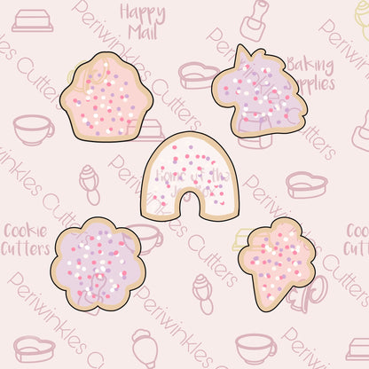 Frosted Valentine Magical Mini Cookie Cutters Set 5 Pieces - Periwinkles Cutters