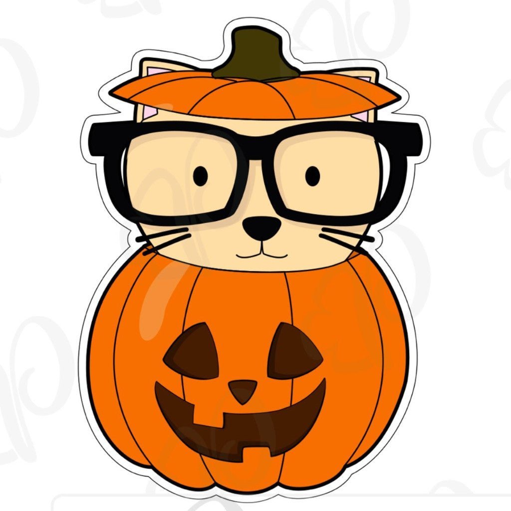 Geeky Cat Pumpkin Cookie Cutter - Periwinkles Cutters