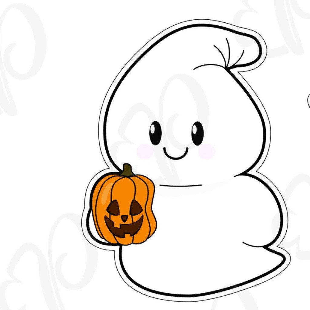 Ghost Holding a Pumpkin Cookie Cutter - Periwinkles Cutters