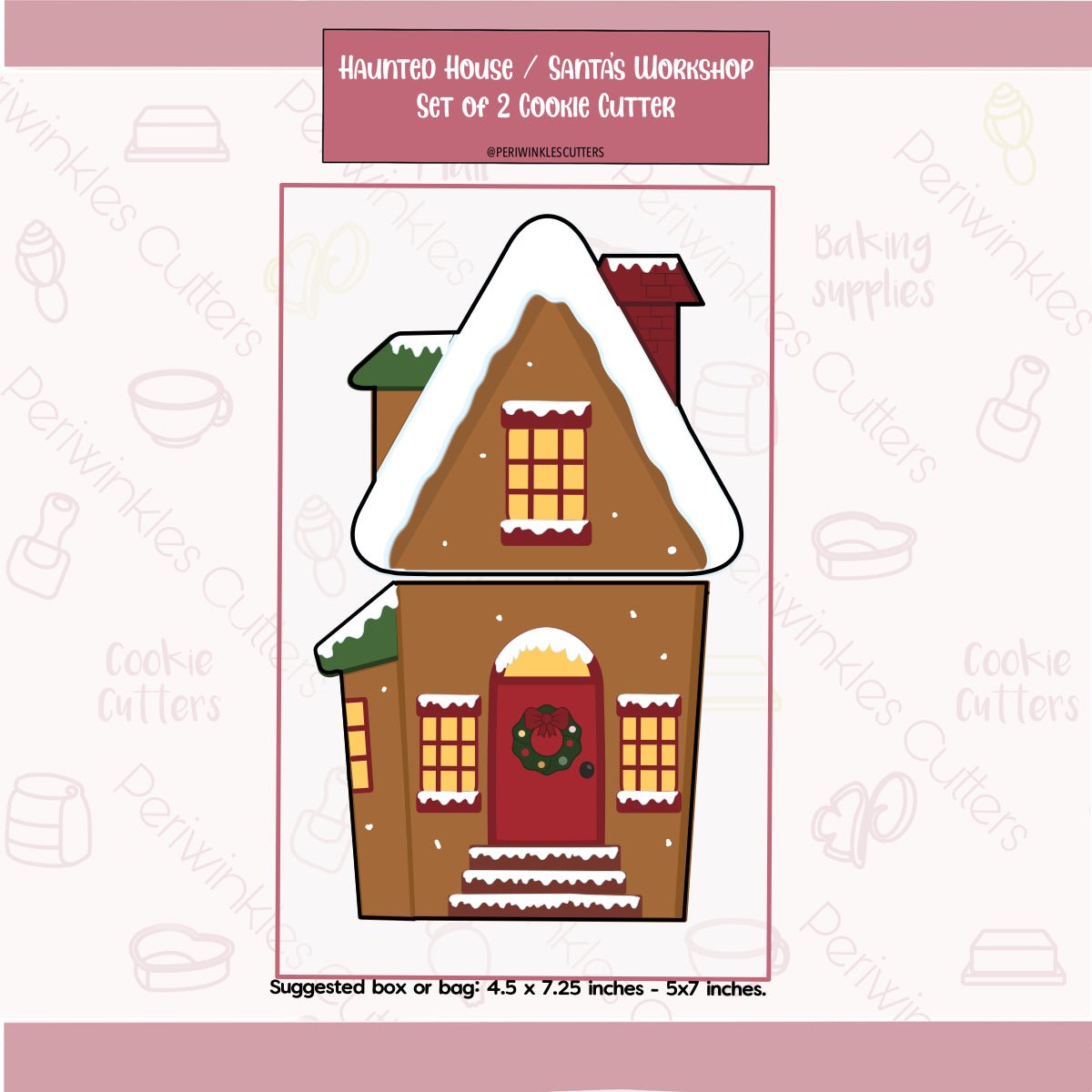 Gingerbread House 2 Pieces Set - Periwinkles Cutters Cookie Cutters