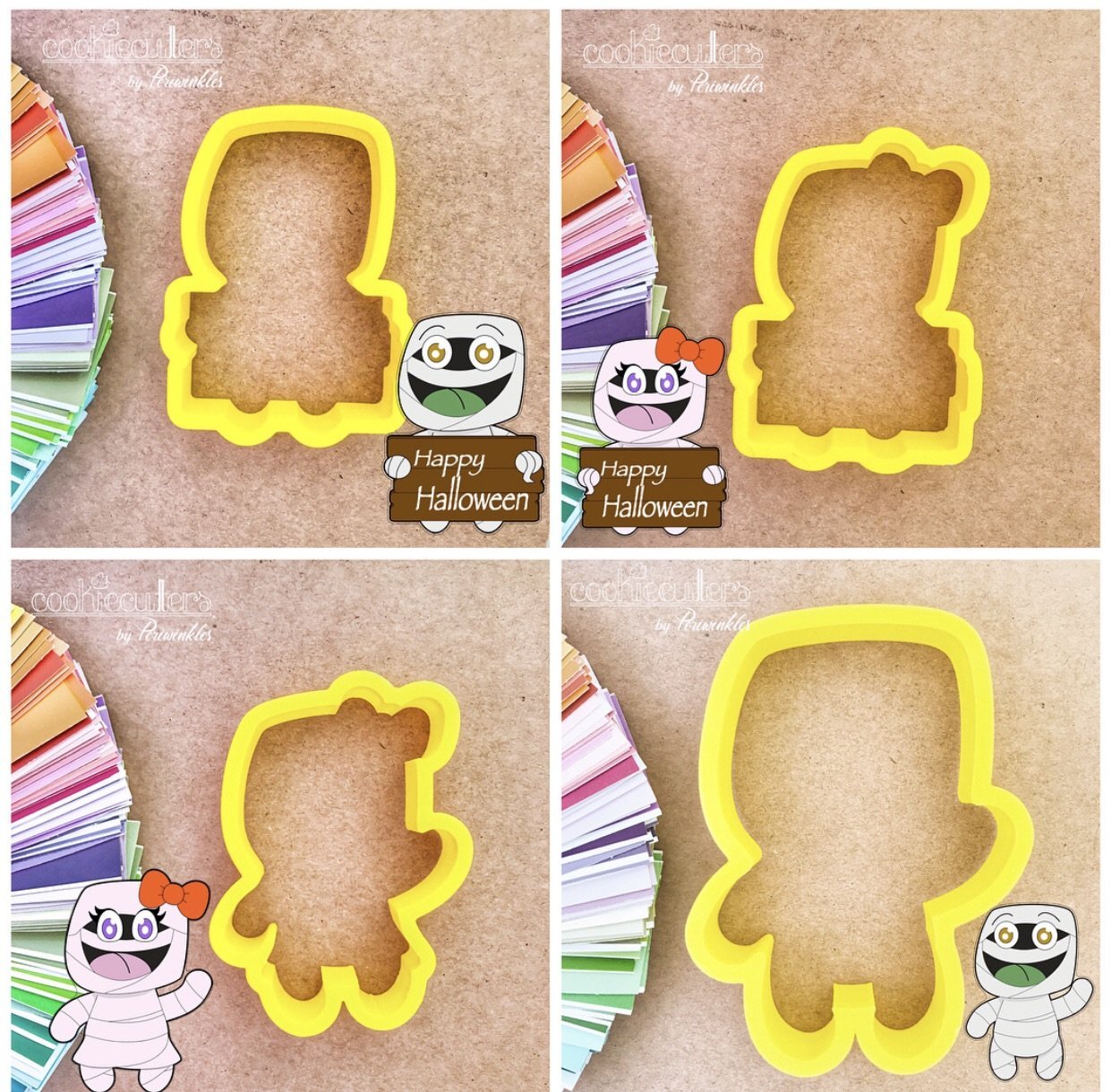 Girl and Boy Mummies with Plaque Cookie Cutter - Periwinkles Cutters