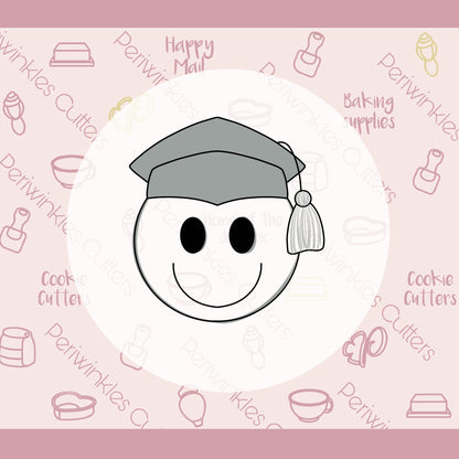 Happy Face Graduation Hat A Cookie Cutter - Periwinkles Cutters