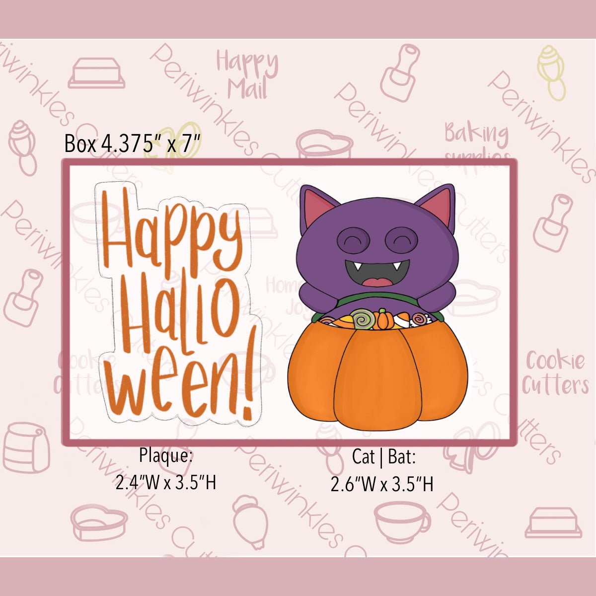 Happy Halloween Cat Pumpkin Set of 2 Cookie Cutter - Periwinkles Cutters