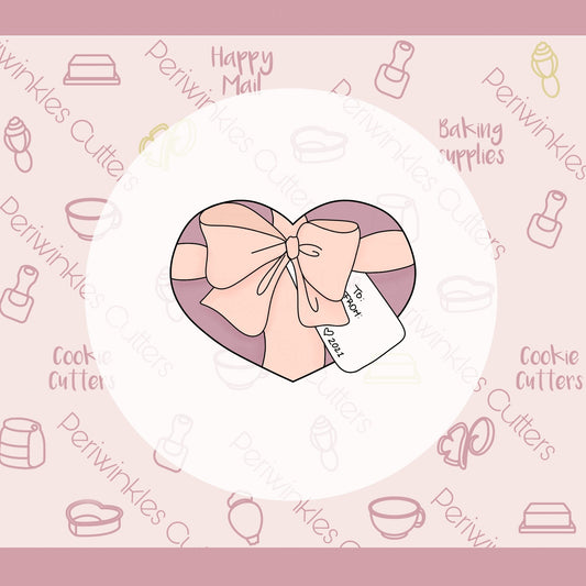 Heart Present with Tag Cookie Cutter - Periwinkles Cutters