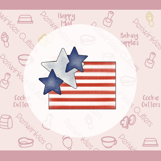 Stars American Flag Cookie Cutter - Periwinkles Cookie Cutters 