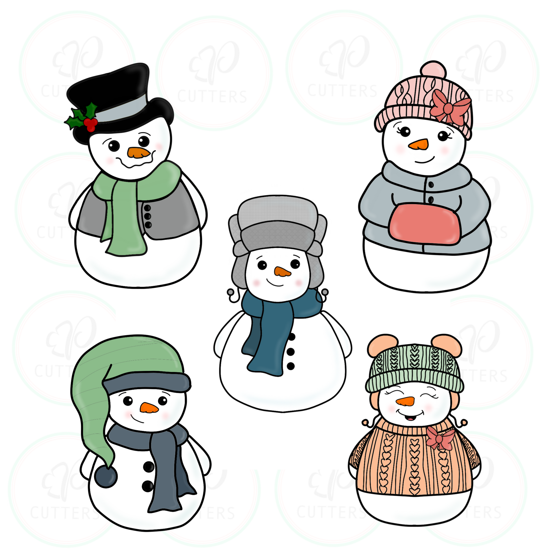 Ooh La La Snowman People Christmas 2019 - Periwinkles Cookie Cutters