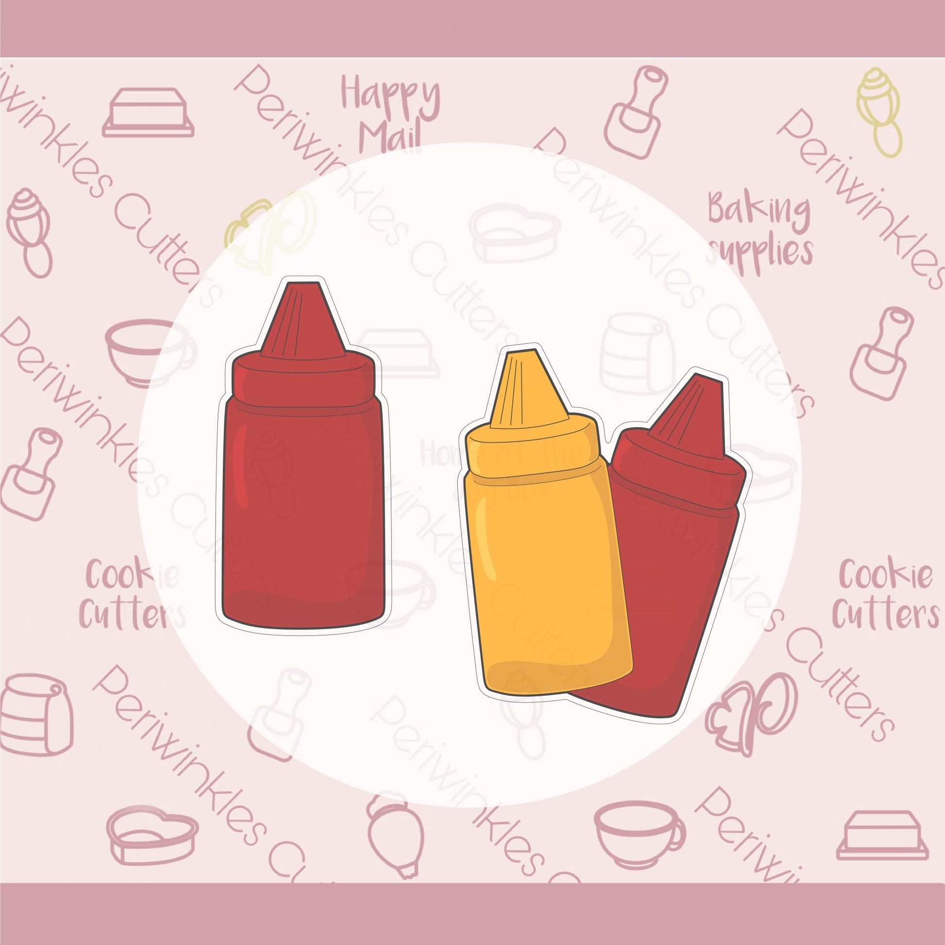 Ketchup and Mustard Squeeze Bottle Cookie Cutter - Periwinkles Cutters