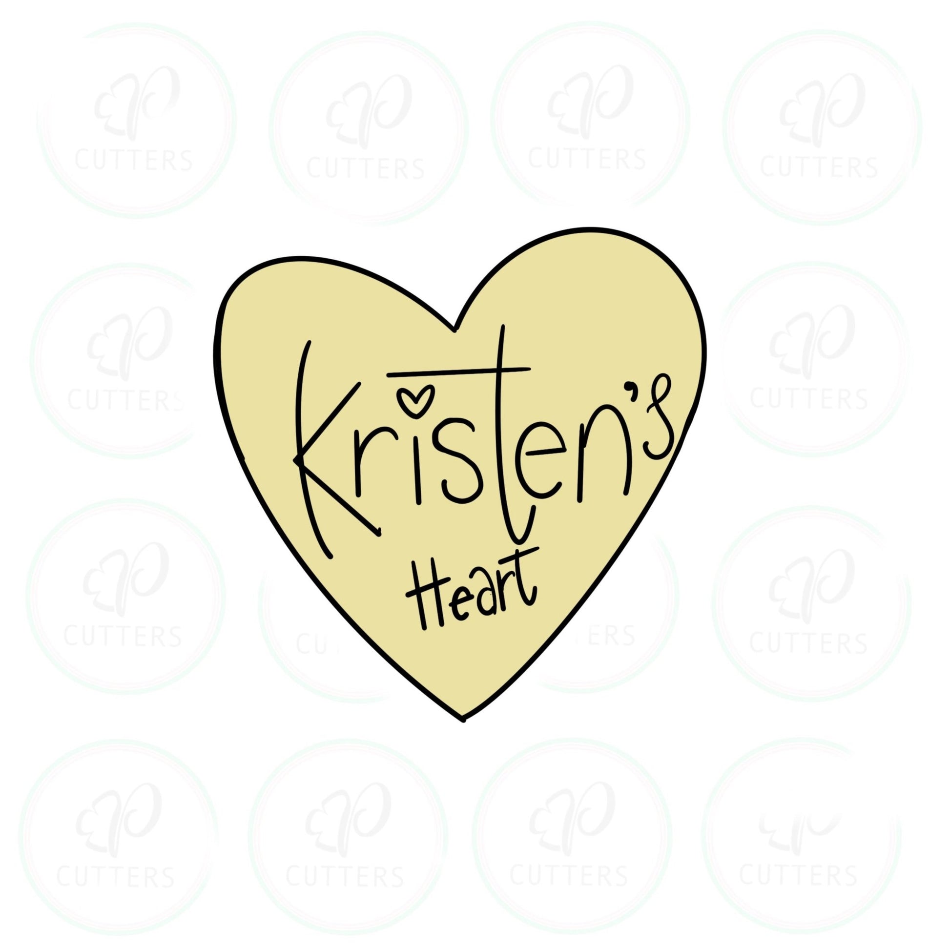 Kristen Heart Plaque Cookie Cutter - Periwinkles Cutters